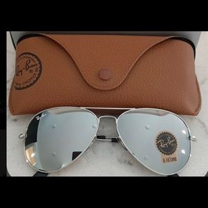 Authentic Ray-Ban Flash Silver Aviator 
Metal Sunglasses